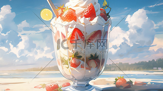 玻璃碗插画图片_夏天美食甜品美味冰淇淋插画10