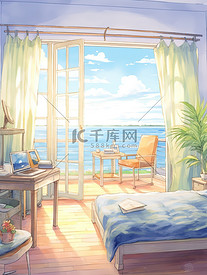 面朝大海的卧室漂亮风景房间1