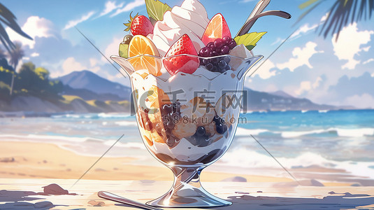 美食甜品插画图片_夏天美食甜品美味冰淇淋插画17