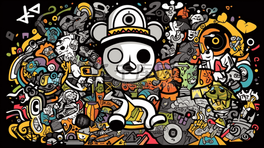 潮流图案插画图片_戴着帽子的可爱的小熊猫