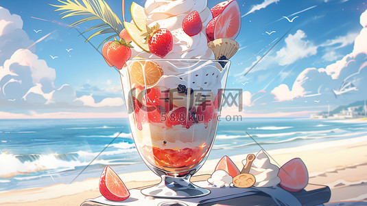 玻璃碗插画图片_夏天美食甜品美味冰淇淋插画4