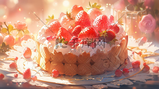 奶油甜品插画图片_美味的草莓蛋糕甜品美食11