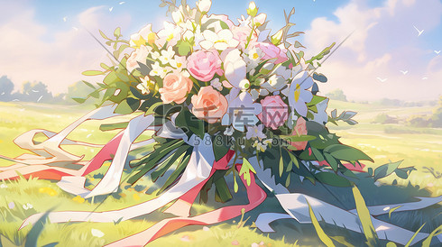 草坪上婚礼的花束花朵19