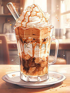 咖啡巧克力插画图片_夏天饮料巧克力冰咖啡奶昔19