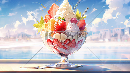 美食甜品插画图片_夏天美食甜品美味冰淇淋插画8
