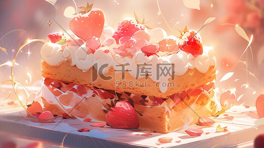 奶油甜品插画图片_美味的草莓蛋糕甜品美食3