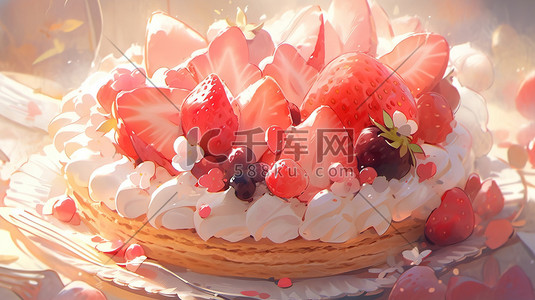 美味的草莓蛋糕甜品美食1