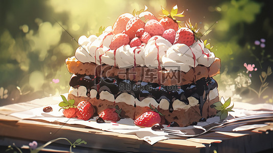 美味的甜品插画图片_黑森林蛋糕美味的甜品5