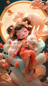 中秋节可爱嫦娥小仙女和兔子插画7