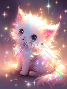 炫彩可爱插画图片_发光炫彩的可爱小猫宠物猫插画5