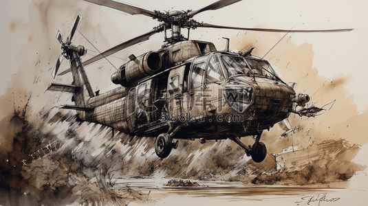 武装插画图片_越野装甲武装直升机