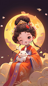 中秋节可爱嫦娥小仙女和兔子插画14