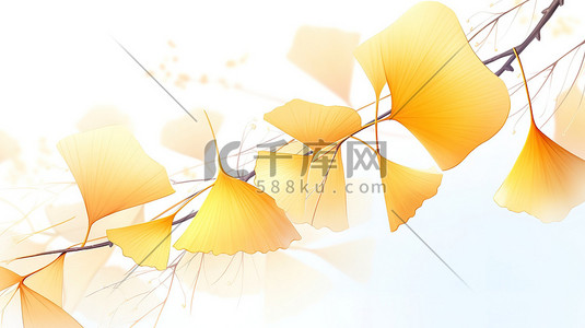 悬挂的夹子插画图片_黄色的银杏叶悬挂在树枝上9