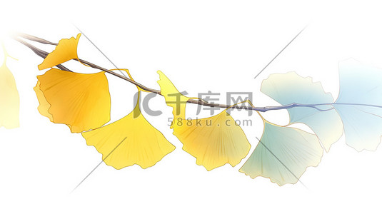 悬挂抹布插画图片_黄色的银杏叶悬挂在树枝上13