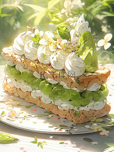 奶油抹茶插画图片_生日蛋糕抹茶美味蛋糕12