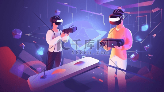 科技娱乐插画图片_AR/VR游戏体验概念