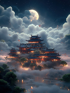 壮丽70年插画图片_壮丽的宫殿云顶天宫中国宫殿16