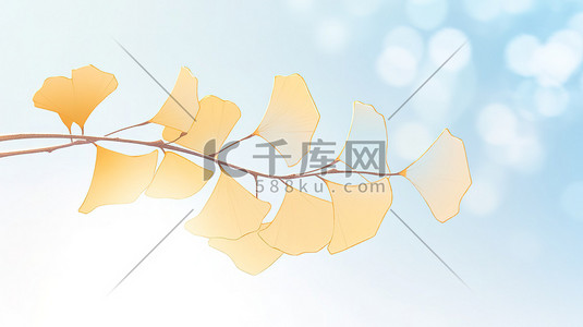 悬挂夹子插画图片_黄色的银杏叶悬挂在树枝上8