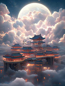 壮丽70年插画图片_壮丽的宫殿云顶天宫中国宫殿19