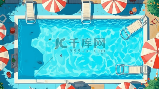 夏季清凉泳池解暑插画8
