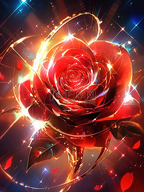 红玫瑰美丽花朵炫彩发光梦幻20