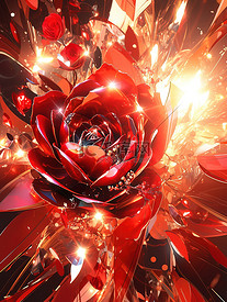 红玫瑰美丽花朵炫彩发光梦幻6
