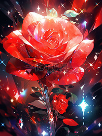 红玫瑰美丽花朵炫彩发光梦幻13