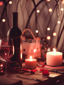 浪漫的情人节晚餐红酒和烛光17
