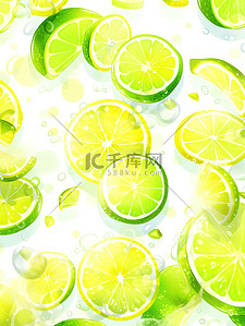 柠檬水滴插画图片_清新色彩柠檬平铺插画3