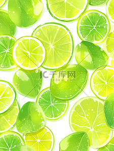 柠檬水滴插画图片_清新色彩柠檬平铺插画11