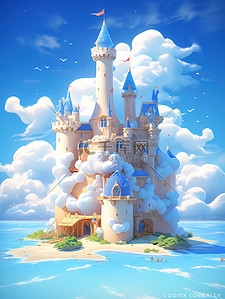 海洋世界吊饰插画图片_海洋世界可爱城堡9