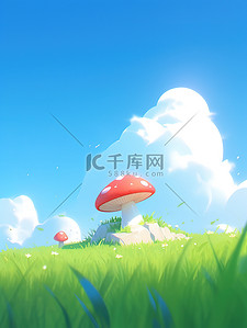 草原蓝天白云阳光巨大的蘑菇16