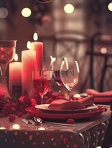 浪漫的情人节晚餐红酒和烛光20
