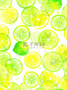 柠檬水滴插画图片_清新色彩柠檬平铺插画5