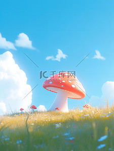 草原蓝天白云阳光巨大的蘑菇6