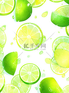 柠檬水滴插画图片_清新色彩柠檬平铺插画18
