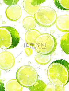 清新色彩柠檬平铺插画10