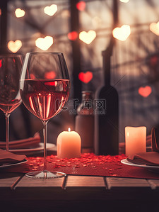 情人节晚餐插画图片_浪漫的情人节晚餐红酒和烛光2