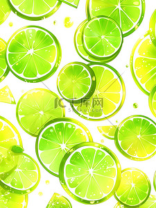 柠檬水滴插画图片_清新色彩柠檬平铺插画12