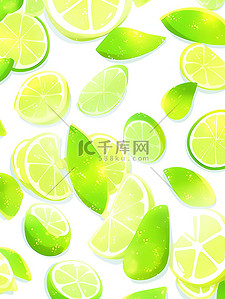 柠檬水滴插画图片_清新色彩柠檬平铺插画17