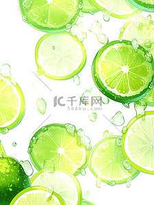 柠檬水滴插画图片_清新色彩柠檬平铺插画7