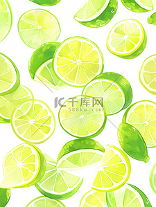柠檬水滴插画图片_清新色彩柠檬平铺插画19