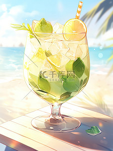夏季饮料海边度假插画3