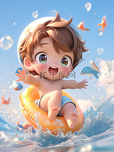 超级品牌月插画图片_泡泡玛特超级萌娃IP海上冲浪5