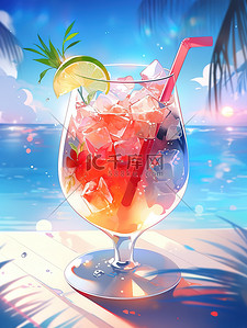 夏季饮料海边度假插画7