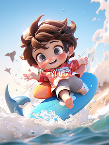 超级小英雄插画图片_泡泡玛特超级萌娃IP海上冲浪2