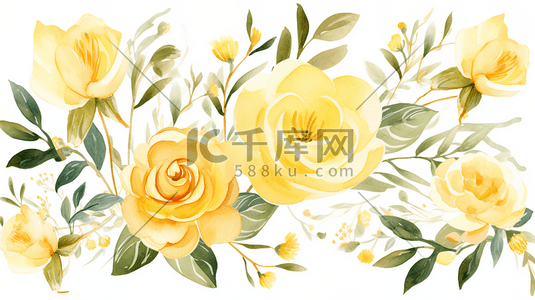 黄色水彩花朵插画图片_黄色水彩质感花朵插画1