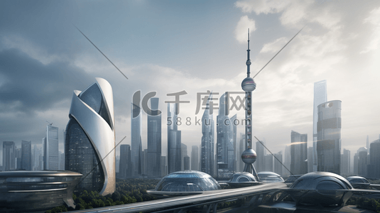 城市天际线插画图片_上海城市天际线综合体