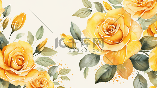 黄色水彩质感花朵插画5