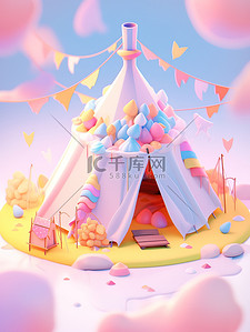游戏世界插画图片_帐篷小屋游戏比例丰富的颜色2